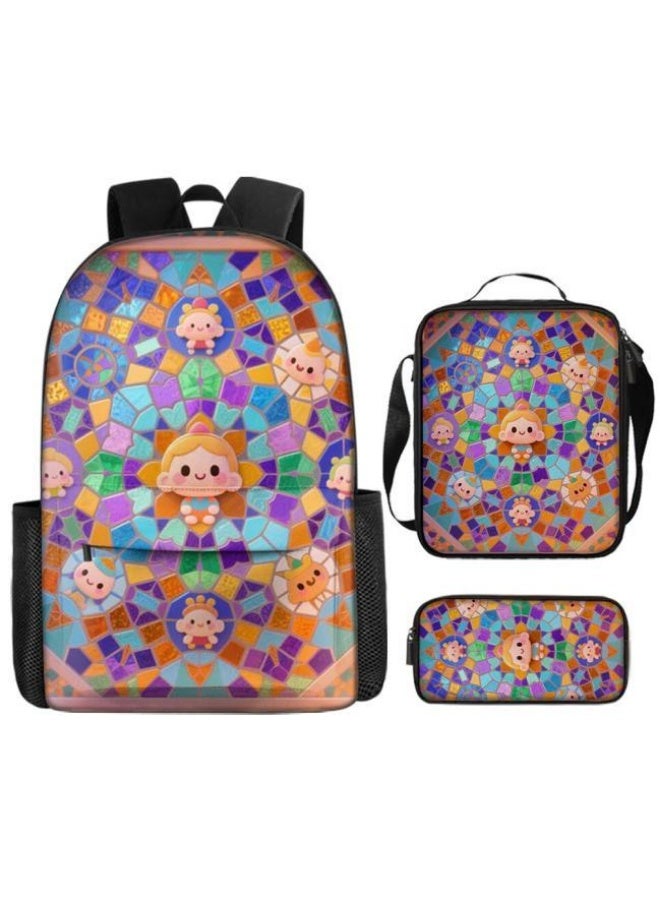 Bright Li Fire popular new cute cartoon print, three-piece practical bag combination (students, children, friends outings, mountain climbing, etc. can be used) - 61 - Image 2