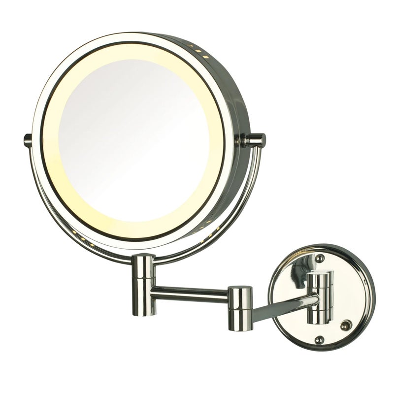 JERDON WallMounted Magnifiying Makeup Mirror with Lights Direct Wire Mirror with Chrome Finish 8X1X Magnification Model HL75CD