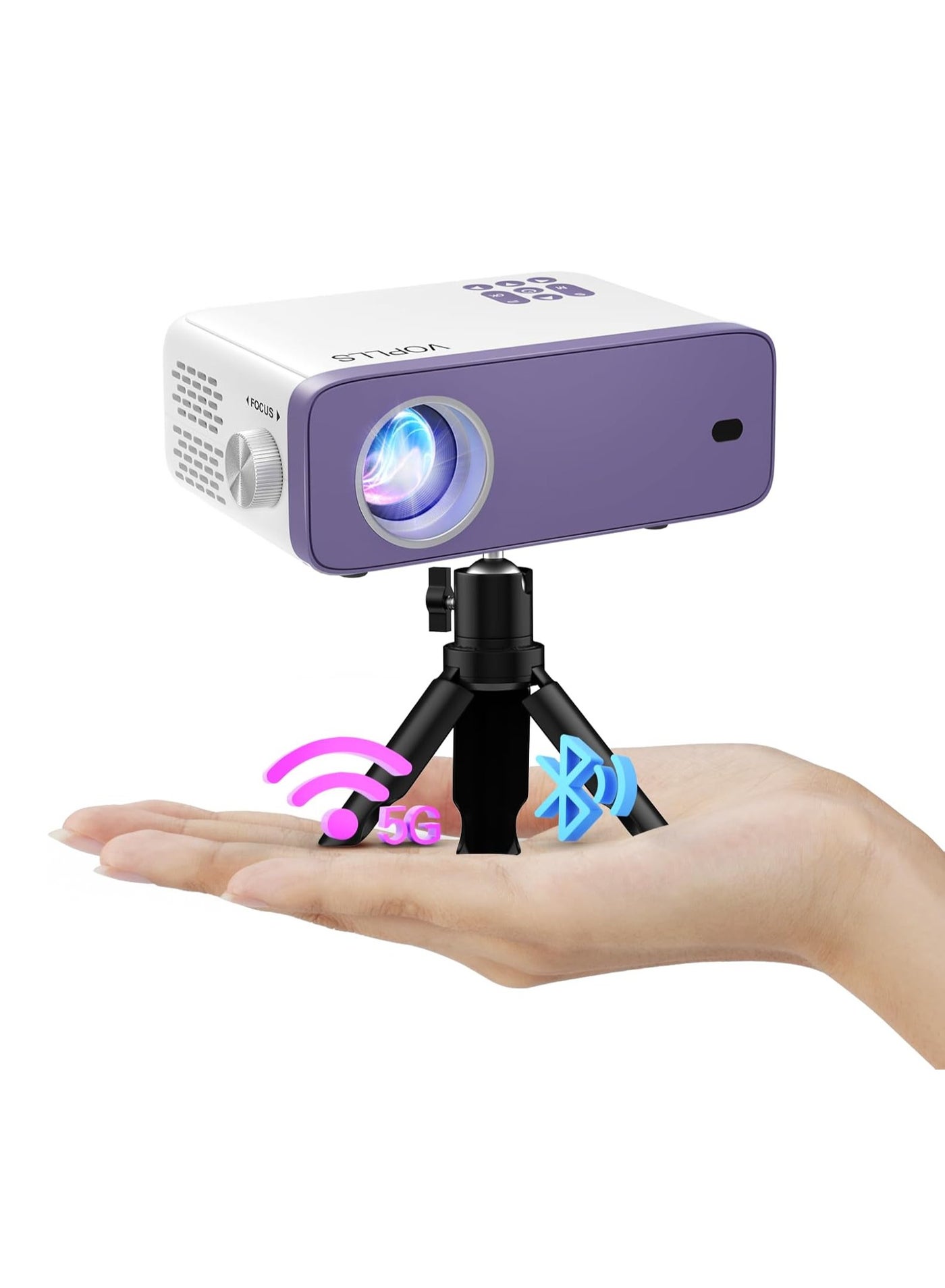 Mini Projector, 1080P Full HD WIFI Bluetooth Video Projector, Portable Outdoor Home Theater Movie Projector, 50% Zoom, Compatible with HDMl, USB, AV, Smartphone/Tablet/Laptop (12000L)