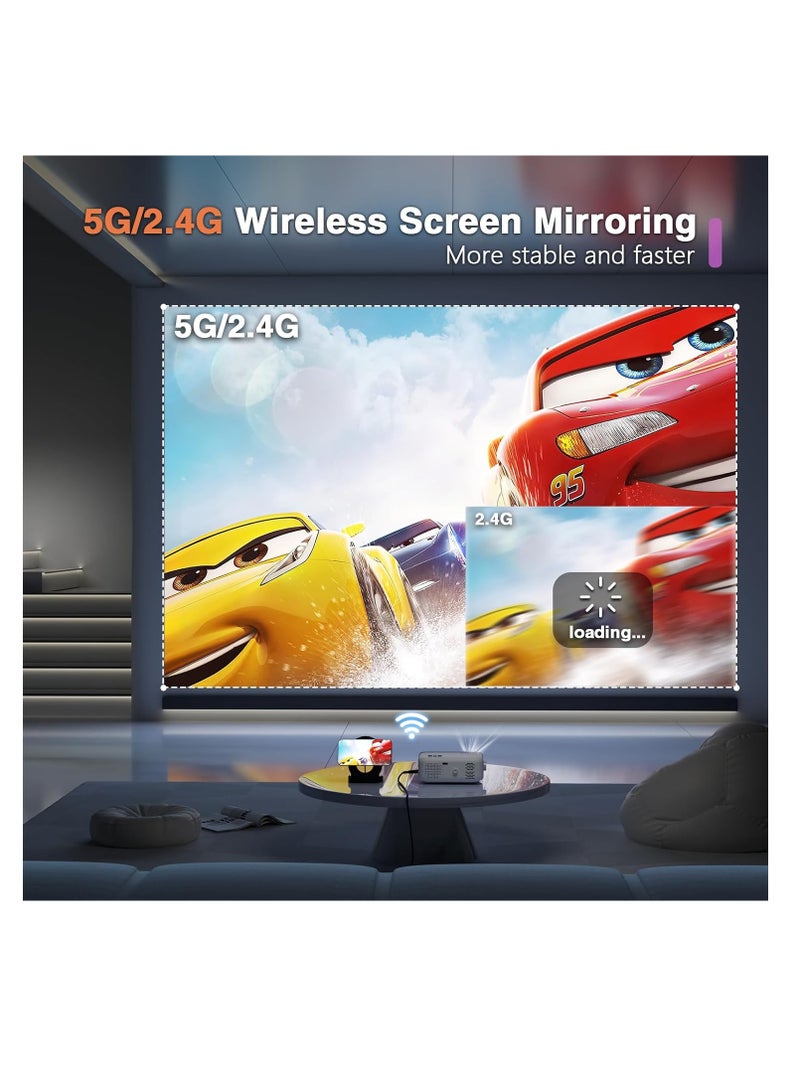 VOPLLS Mini Projector, 1080P Full HD WIFI Bluetooth Video Projector, Portable Outdoor Home Theater Movie Projector, 50% Zoom, Compatible with HDMl, USB, AV, Smartphone/Tablet/Laptop (12000L) - Image 3