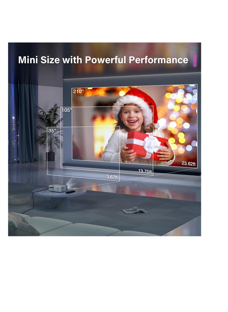 VOPLLS Mini Projector, 1080P Full HD WIFI Bluetooth Video Projector, Portable Outdoor Home Theater Movie Projector, 50% Zoom, Compatible with HDMl, USB, AV, Smartphone/Tablet/Laptop (12000L) - Image 5