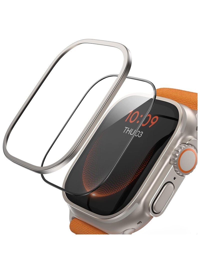 Titanium Screen Protector for Apple Watch Ultra 1/2 49mm It IsTempered Glass Protector with Aluminum Alloy Frame with Sensitive Touch for iWatch Ultra/Ultra 2 - Image 1