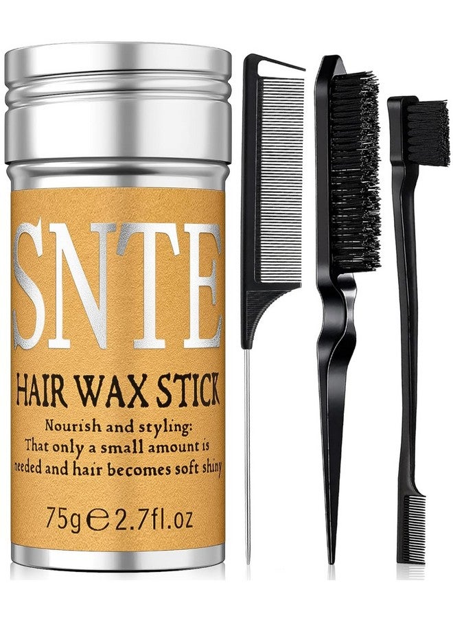Samnyte Slick Back Hair Brush Set: Hair Wax, Edge Brush, Rat Tail Comb, Bristle Brush, Hair Bun Accessories, Smoothing Brush for Women & Kids - Image 1
