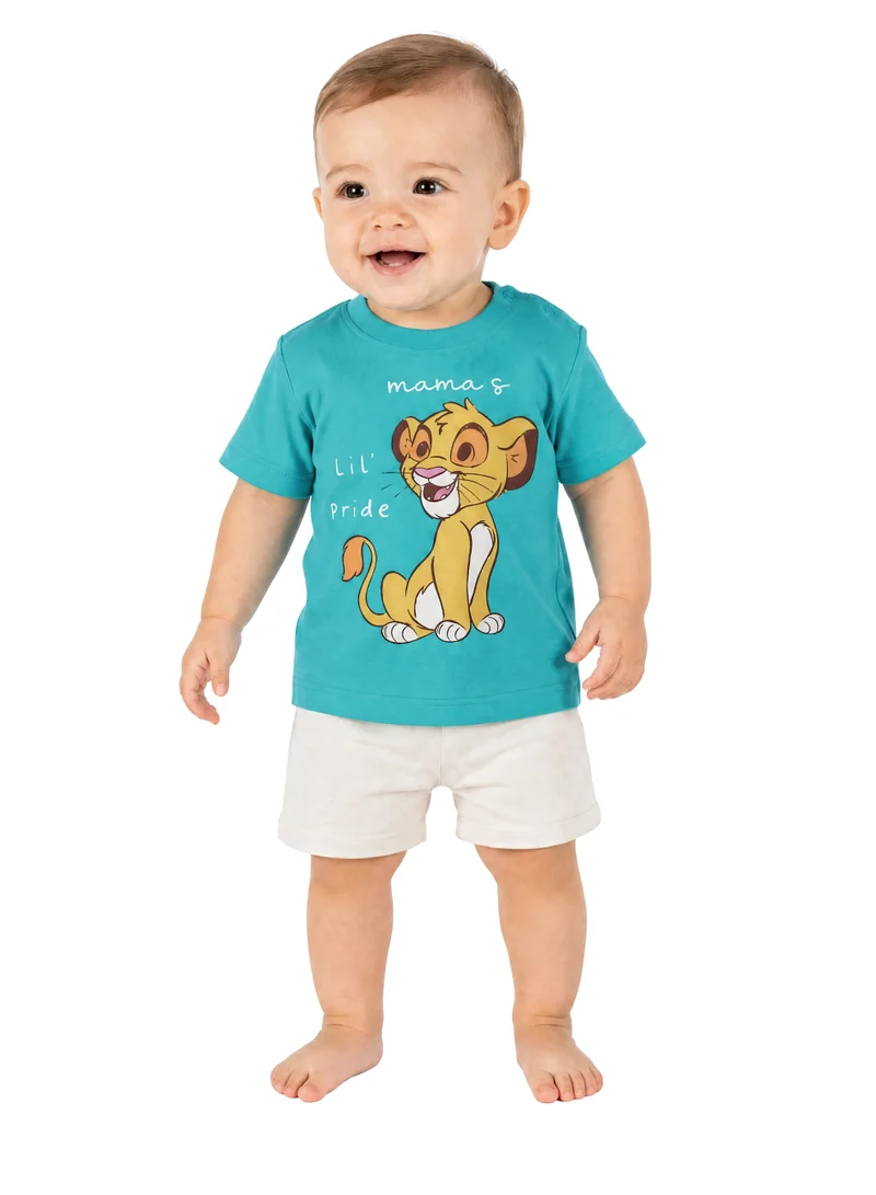 Disney  Disney The Lion King Simba "Mama's Lil' Pride" Graphic T-Shirt for Baby Boys | Character Print Casual Crew Neck for Men | Best Price UAE