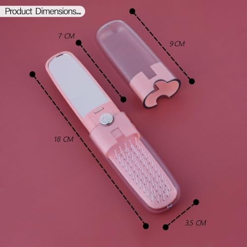 ADTALA Compact Hair Brush with Mirror For Men and Women, 1 Pcs Travel Hair Comb for Women, Pocket Hair Brush with Mirror for Purse, Mini Travel Mirror with Hair Comb for Purse Bag (Pink) - Image 3