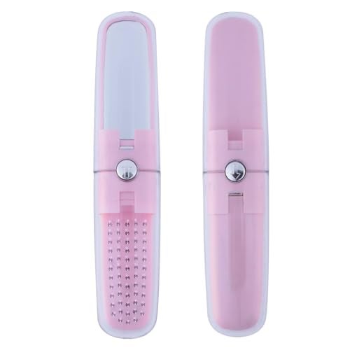 ADTALA Compact Hair Brush with Mirror For Men and Women, 1 Pcs Travel Hair Comb for Women, Pocket Hair Brush with Mirror for Purse, Mini Travel Mirror with Hair Comb for Purse Bag (Pink) - Image 1