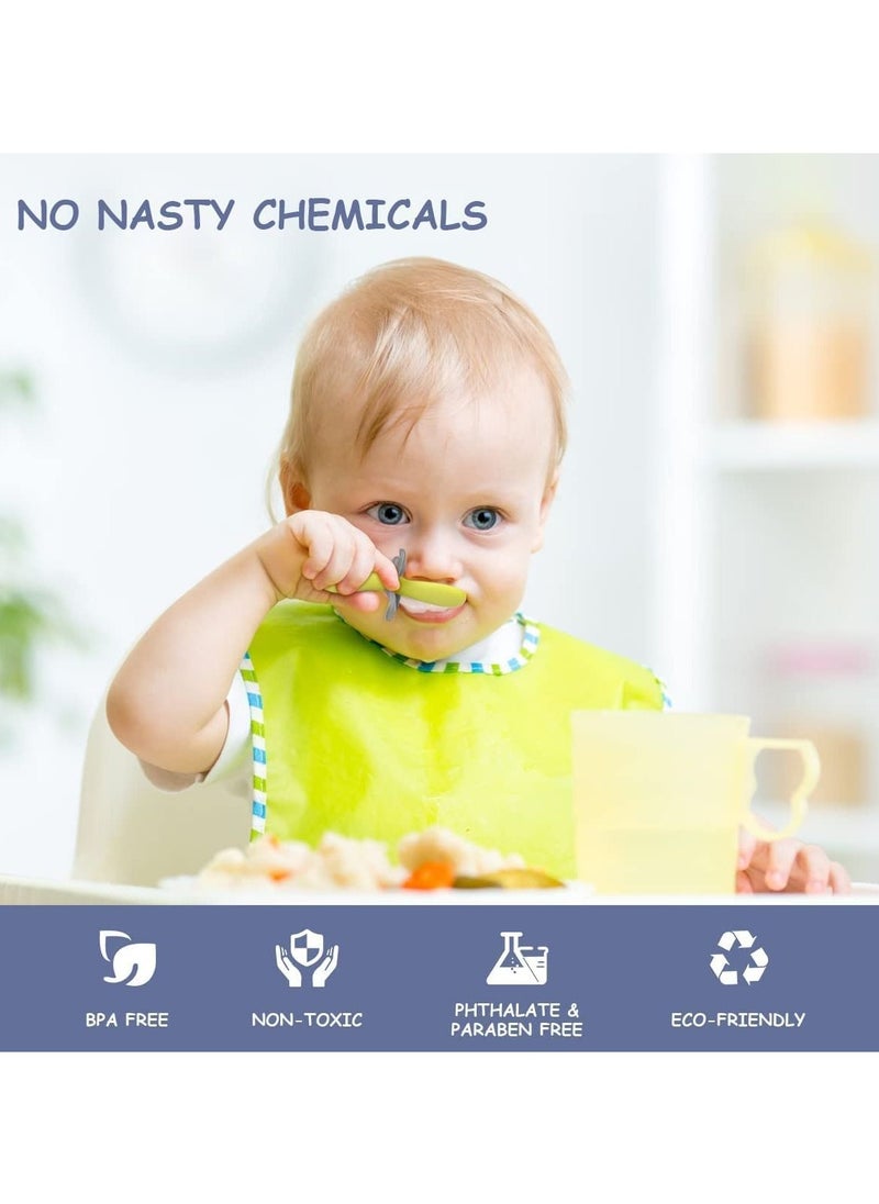 SYOSI - Baby Fork and Spoon, Infant Self Baby Spoon Fork Self Feeding Utensil Set, Baby Cutlery Feeding Set Toddler Utensils Spoons Forks for Kids Self Feeding, Baby Learns to Eat with Short Handle Spoon - Image 1