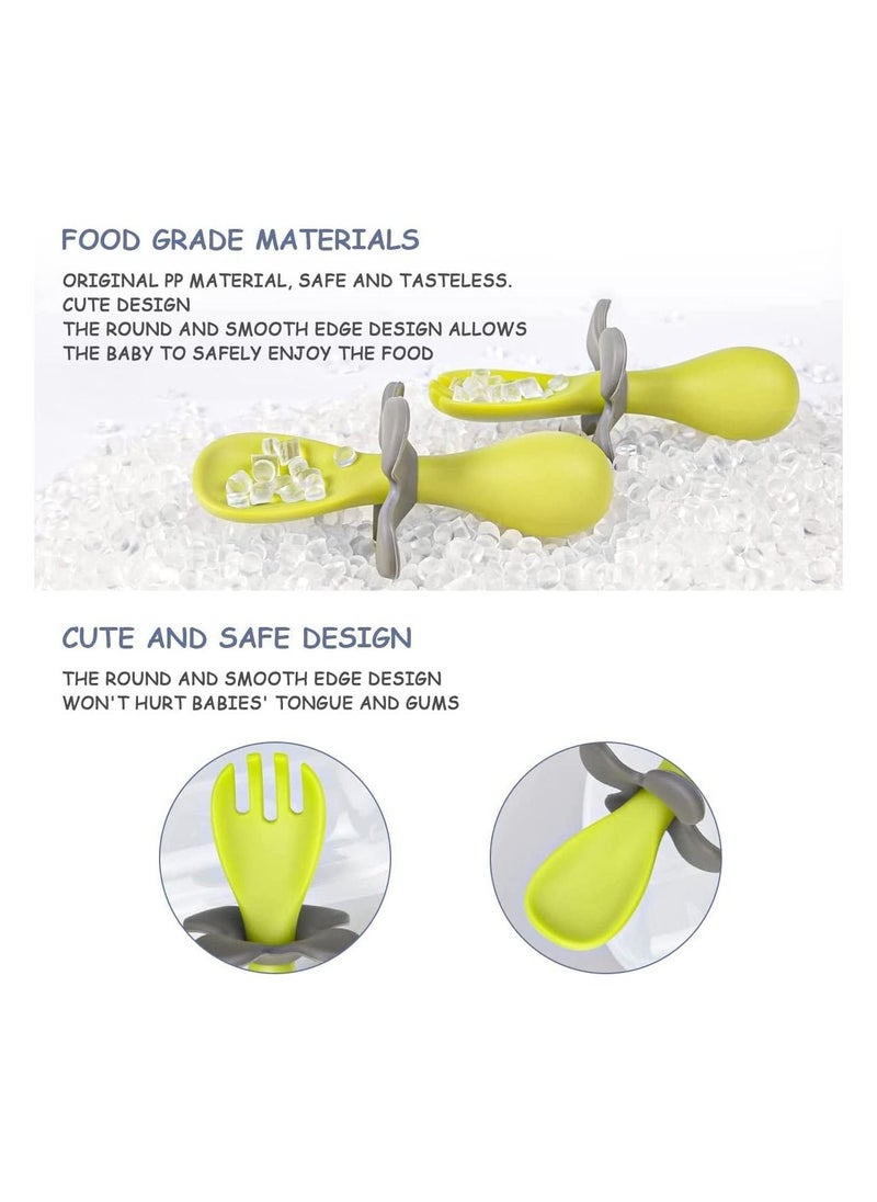 SYOSI - Baby Fork and Spoon, Infant Self Baby Spoon Fork Self Feeding Utensil Set, Baby Cutlery Feeding Set Toddler Utensils Spoons Forks for Kids Self Feeding, Baby Learns to Eat with Short Handle Spoon - Image 1
