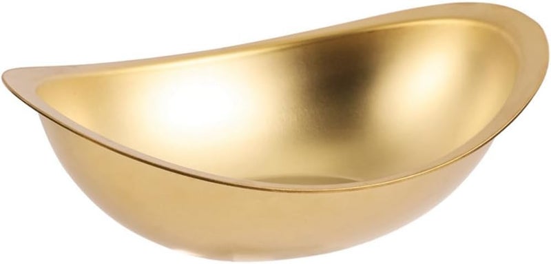 HEVASNEK Stainless Steel Golden Ingot Bowl Korean Salad Dessert Snack Bowl Commercial Tableware for Korean Cuisine Durable Elegant Serving Bowl for Home Restaurant Use - Image 1
