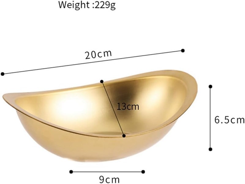 HEVASNEK Stainless Steel Golden Ingot Bowl Korean Salad Dessert Snack Bowl Commercial Tableware for Korean Cuisine Durable Elegant Serving Bowl for Home Restaurant Use - Image 2