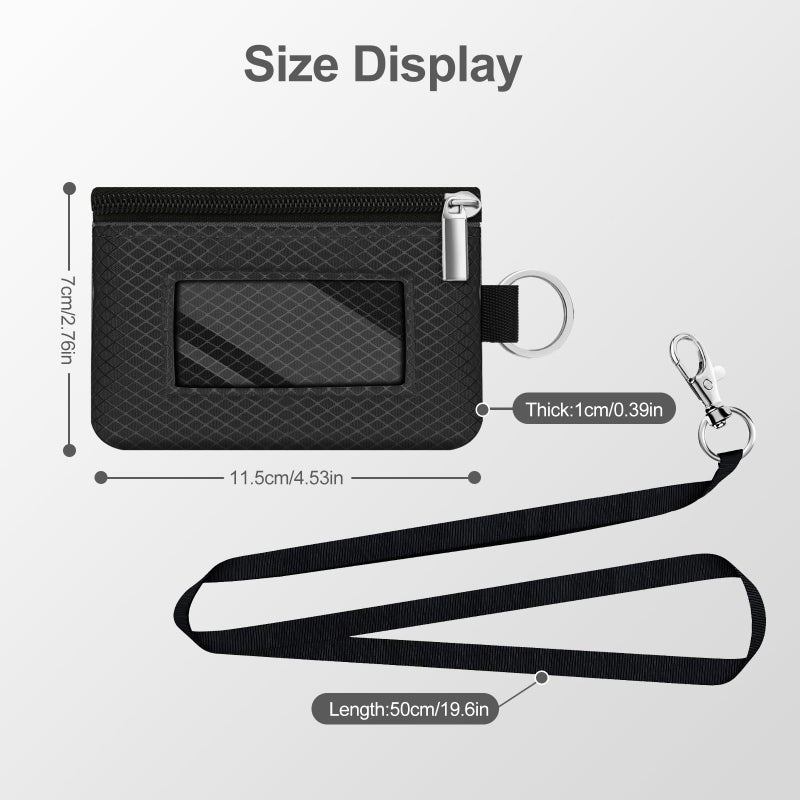 CCUMI Minimalist RFID Blocking Small Wallet with ID Window,WaterResistant Zip Id Case Wallet with Lanyard Keychain for Cards,Cash,Travel,Women,Men (Black) - Image 5