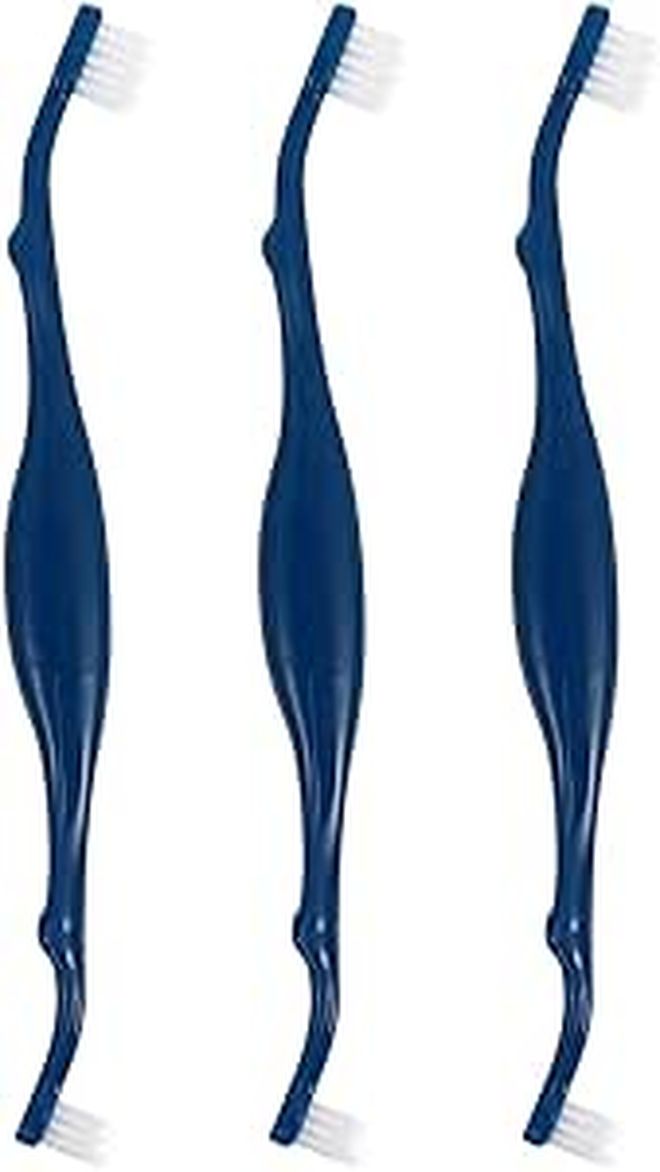 3 Pack Dual Head Dog Toothbrush Small Soft Bristles Ergonomic Anti Slip Handle Pet Oral Care for Mild Teeth Cleaning And Gum Health Check - Image 1