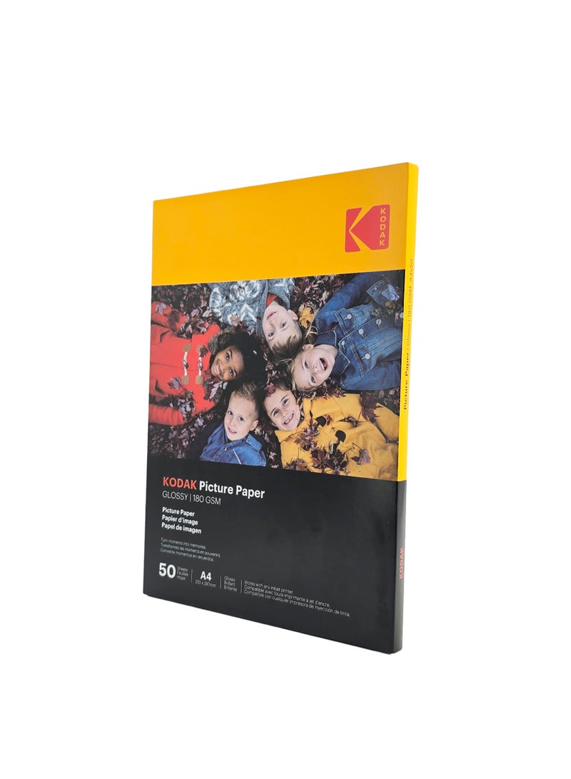 Kodak A4 Glossy Photo Paper 180 GSM, Inkjet Compatible, High Quality Photo Printing, 50 Sheets - Image 2