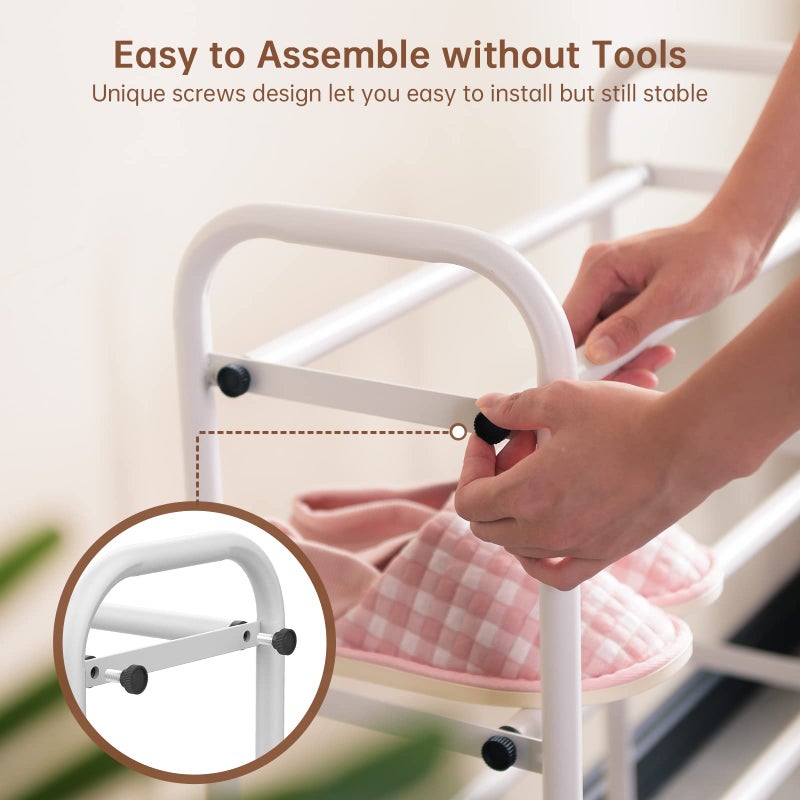 Gonfoam 3-Tier Expandable Shoe Rack,Adjustable Shoe Shelf Storage Organizer Heavy Duty Metal Free Standing Shoe Rack for Entryway Closet Doorway (White) - Image 3