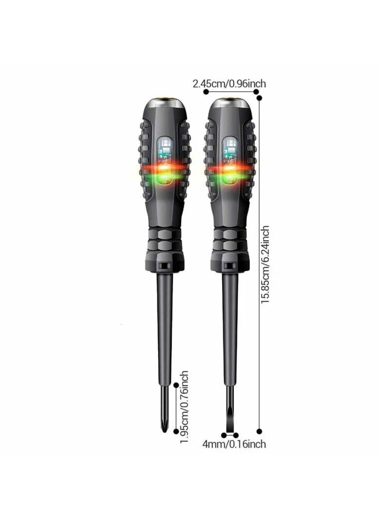 ارواق قلم اختبار كهربائي بضوء نيون مع مفك براغي مسطح وصليبي ومشبك جيب للكشف عن الجهد الكهربائي - Image 1