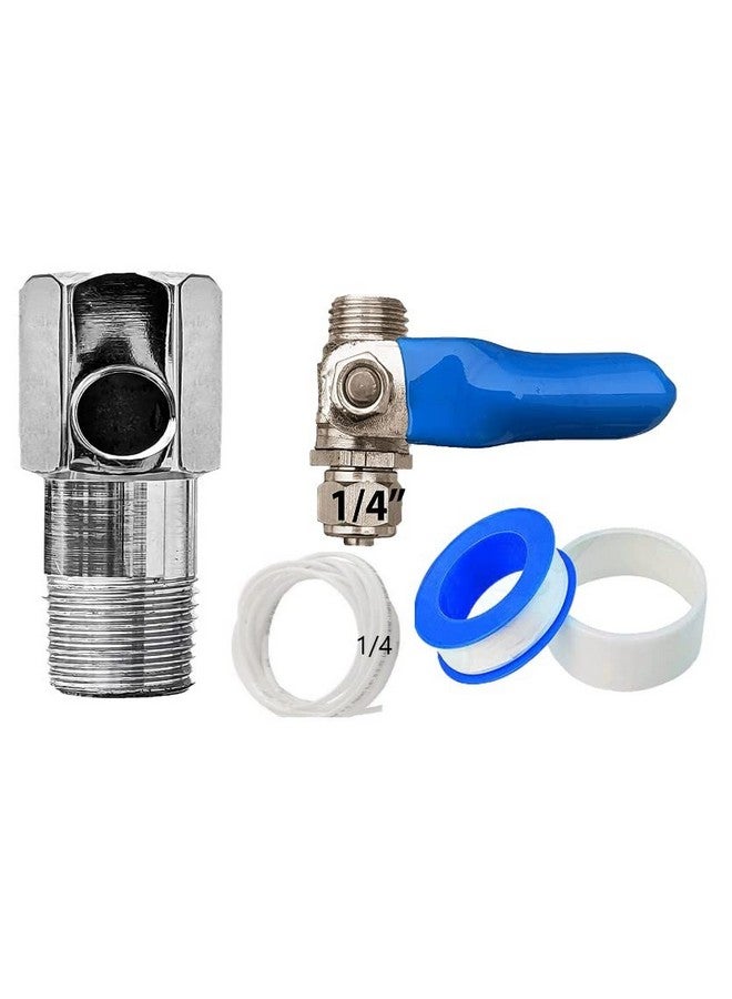 IONIX Brass inlet valve full set with Pipe and Teflon for Ro water purifier,Rust Free long life, Connects to 1/4 pipe, Complete Set, Silver - Image 1