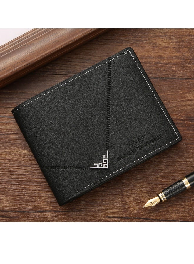 Fashionable Men's Short Wallet, Multifunctional, Lightweight and Compact, Wear - resistant Coin Purse, Black  - Image 1