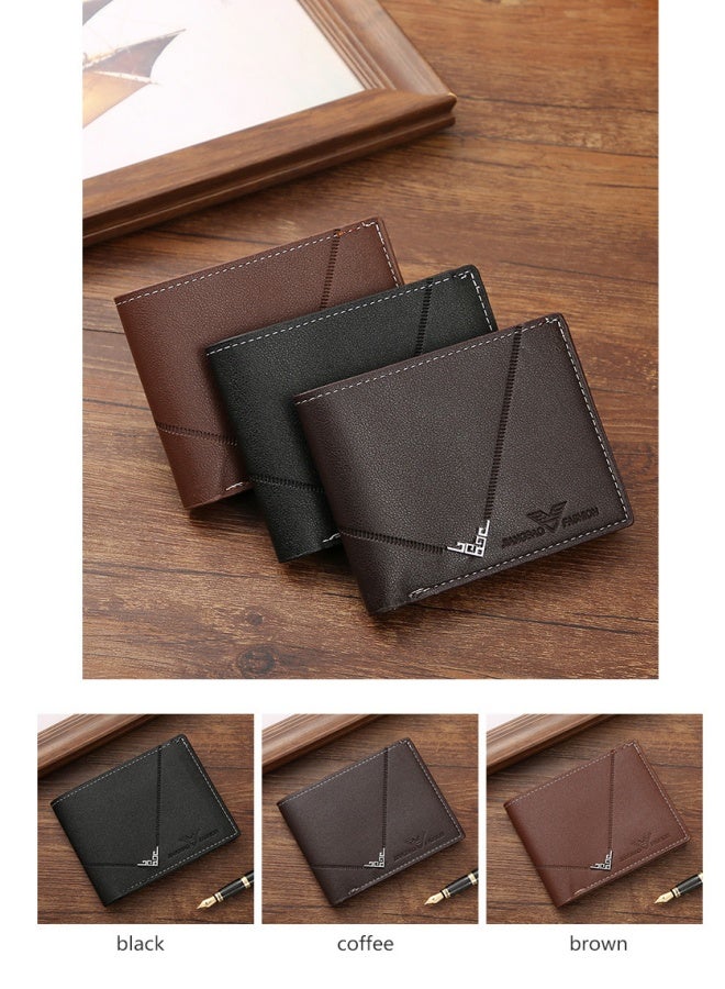 Fashionable Men's Short Wallet, Multifunctional, Lightweight and Compact, Wear - resistant Coin Purse, Black  - Image 2