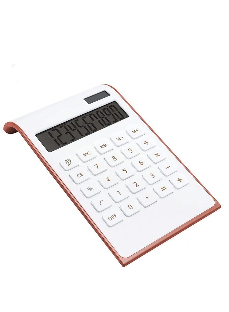 Elegant Rose Gold 10-Digit Solar Battery Desktop Calculator - Dual Power, Large LCD Display, Perfect for Office & Home Use, Essential Supplies - Image 1