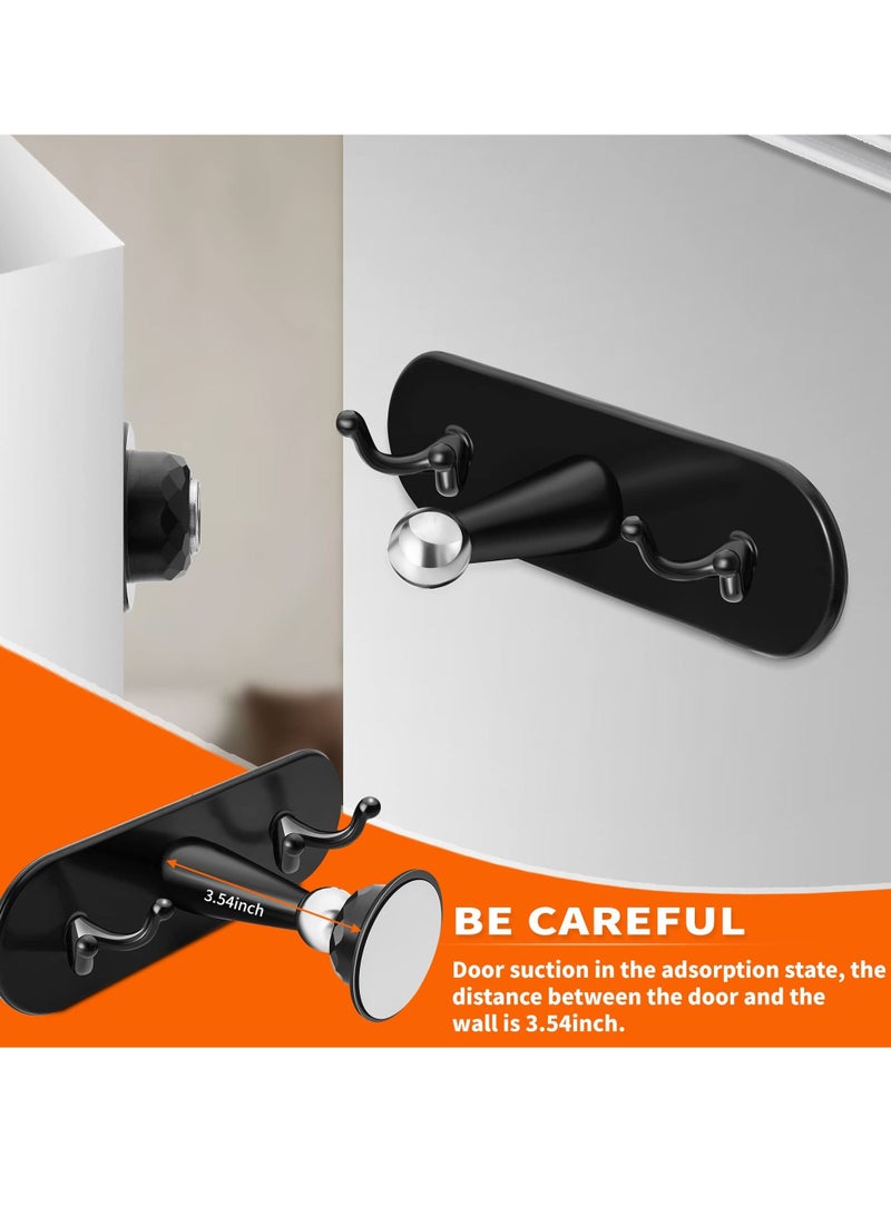 Y&D SYOSI Multifunctional Magnetic Door Stop, Stop with Coat Hook Double-Sided Adhesive Tape Wall Mounted No Drilling  - Image 3
