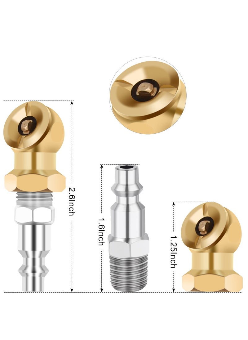 Excefore - 2 Pack Ball Foot Air Chuck with Clip, 1/4'' FNPT Closed Flow Air Chuck Made of Brass for Inflator Gauge Compressor Accessories, with Tape for Inflator Gauge Compressor Accessories - Image 1