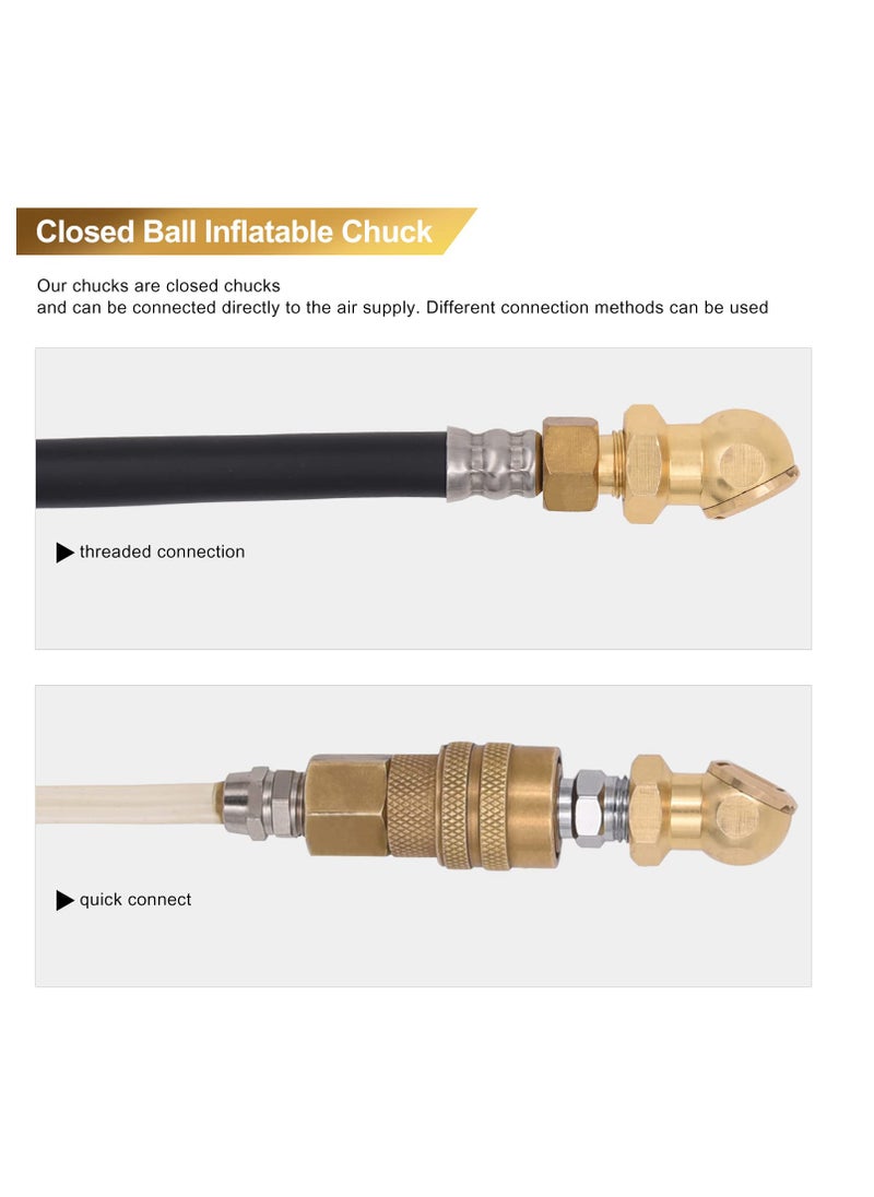Excefore - 2 Pack Ball Foot Air Chuck with Clip, 1/4'' FNPT Closed Flow Air Chuck Made of Brass for Inflator Gauge Compressor Accessories, with Tape for Inflator Gauge Compressor Accessories - Image 1