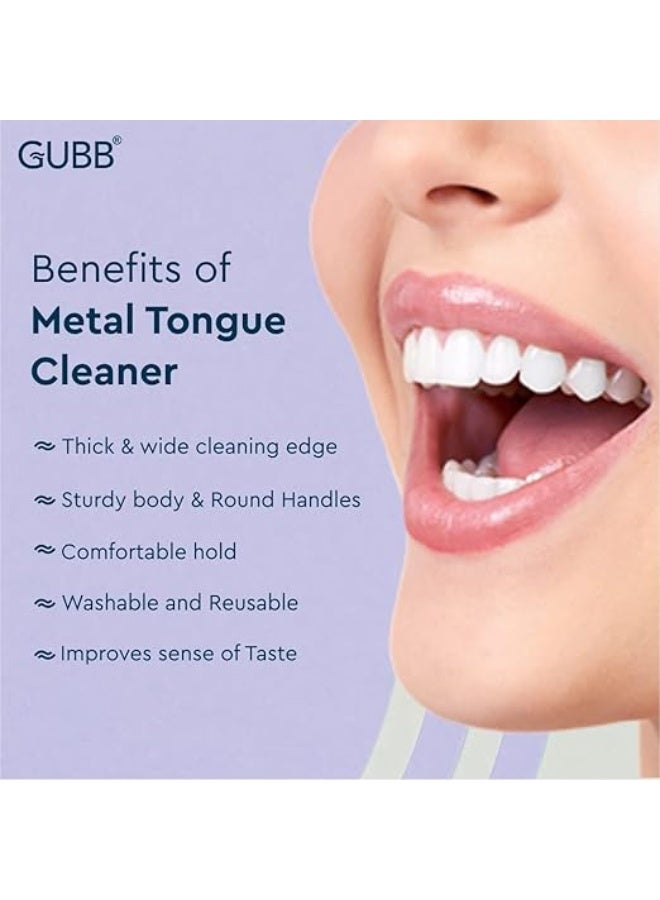 GUBB Metal Tongue Cleaner For Kids & Adults - Easy to Use | Ideal for travelling | Tongue cleanser | Removes bad breath | Ideal for oral hygiene | Carefully designed | U-shaped - Image 3