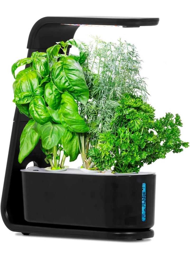 مجموعة نظام زراعة مائية، حديقة أعشاب داخلية مع ضوء نمو LED كامل الطيف، مضخة ذكية هادئة، هدية مثالية للمطبخ (أسود) - Image 1