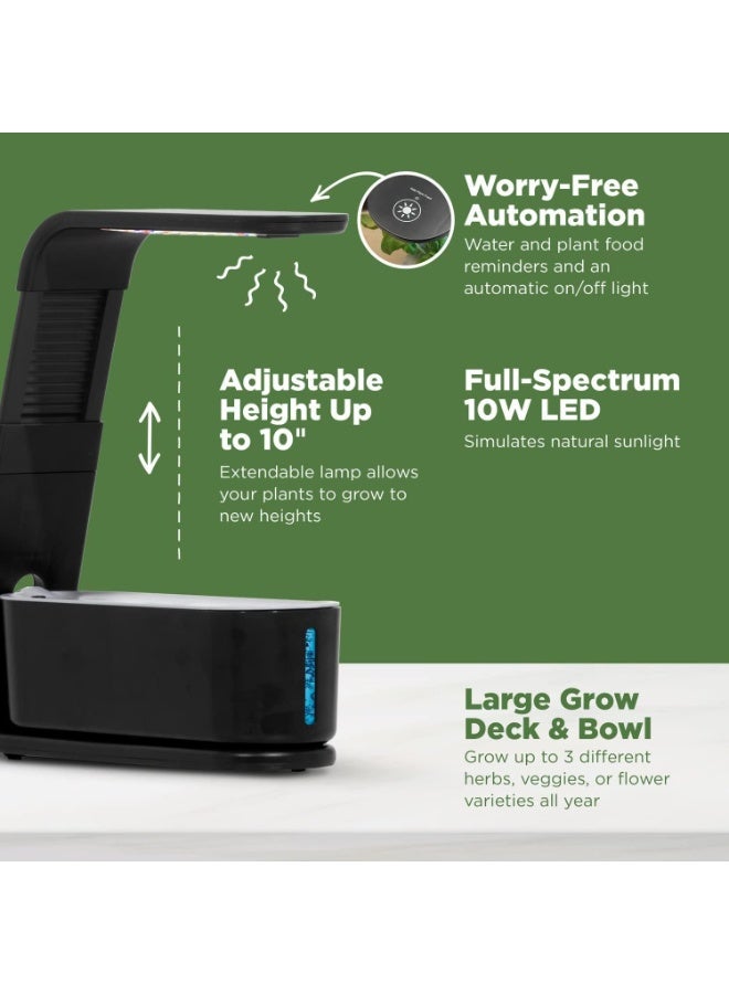 مجموعة نظام زراعة مائية، حديقة أعشاب داخلية مع ضوء نمو LED كامل الطيف، مضخة ذكية هادئة، هدية مثالية للمطبخ (أسود) - Image 3