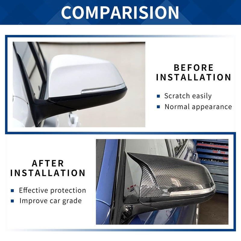 XPHAZZ Side Mirror Cover Compatible with 3-Series F30 F31 F34 / 4-Series F32 F33 F36 / 2-Series F22 F23 / 1 Series F20 X1 E84 M2 F87 (Carbon Fiber Pattern, F22 F30 F32 F36) - Image 3