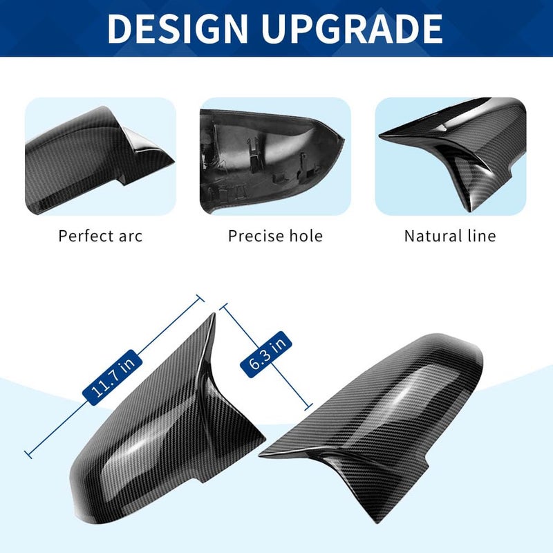 XPHAZZ Side Mirror Cover Compatible with 3-Series F30 F31 F34 / 4-Series F32 F33 F36 / 2-Series F22 F23 / 1 Series F20 X1 E84 M2 F87 (Carbon Fiber Pattern, F22 F30 F32 F36) - Image 4