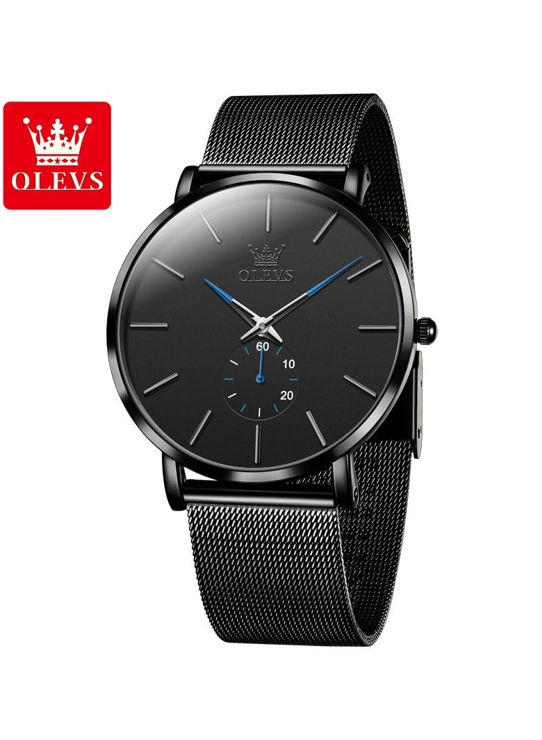 OLEVS Olevs Mens Watches Minimalist Ultra Thin Fashion Independent Second Hand Dial Watch Waterproof Slim Simple Big Face Dress Wrist Watch With Milanese Steel Belt - Image 1