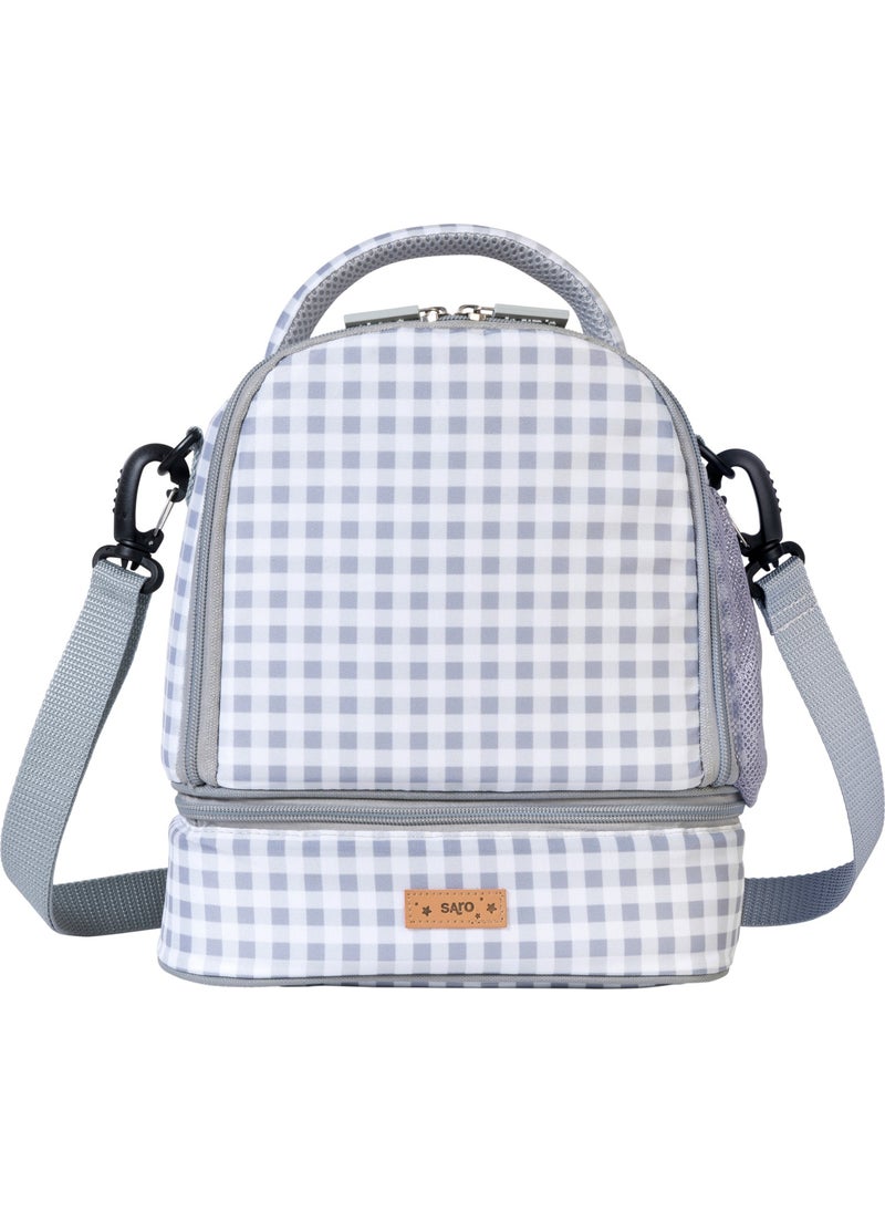 Thermal / Insulated Lunch Box Gray Checked