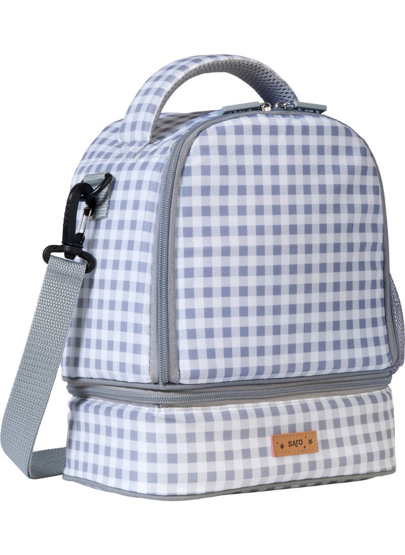 Thermal / Insulated Lunch Box Gray Checked