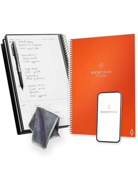 Fusion Smart Reusable Notebook – Letter Size (8.5" x 11"), 42 Pages with 7 Page Templates, Includes Pilot FriXion Pen & Microfiber Cloth