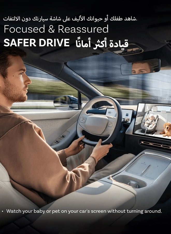 أوتوكاست محول كاربلاي لاسلكي من كابين كير لكاميرا السيارة للأطفال والحيوانات الأليفة بدقة 1080 بكسل عالية الوضوح وزاوية رؤية ليلية واسعة 150 درجة، شاشة مراقبة للمقعد الخلفي لسيارات هيونداي بنز وأودي وشيفروليه وكيا (98%) - Image 2