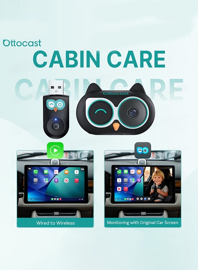 أوتوكاست محول كاربلاي لاسلكي من كابين كير لكاميرا السيارة للأطفال والحيوانات الأليفة بدقة 1080 بكسل عالية الوضوح وزاوية رؤية ليلية واسعة 150 درجة، شاشة مراقبة للمقعد الخلفي لسيارات هيونداي بنز وأودي وشيفروليه وكيا (98%) - Image 1