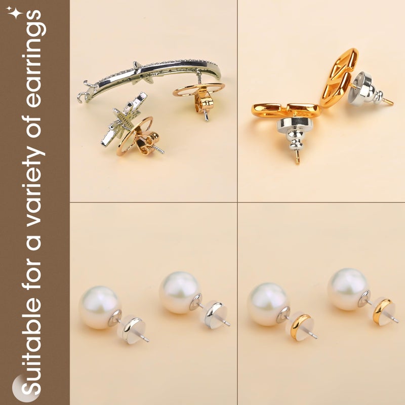Goffing Earring Backs for Droopy Ears Heavy Earrings - Replacements Locking Ear Supports | 6 Pairs Secure Stud Clutches for Sensitive Skin(Flat 1) - Image 4