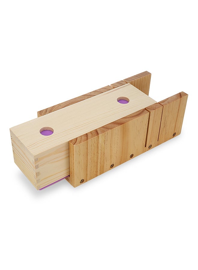 Wooden Soap Loaf Cutter Mould Brown 30x14x14cm Soap cutter flat knife Soap cutter + flat knife + wave knife - Image 2