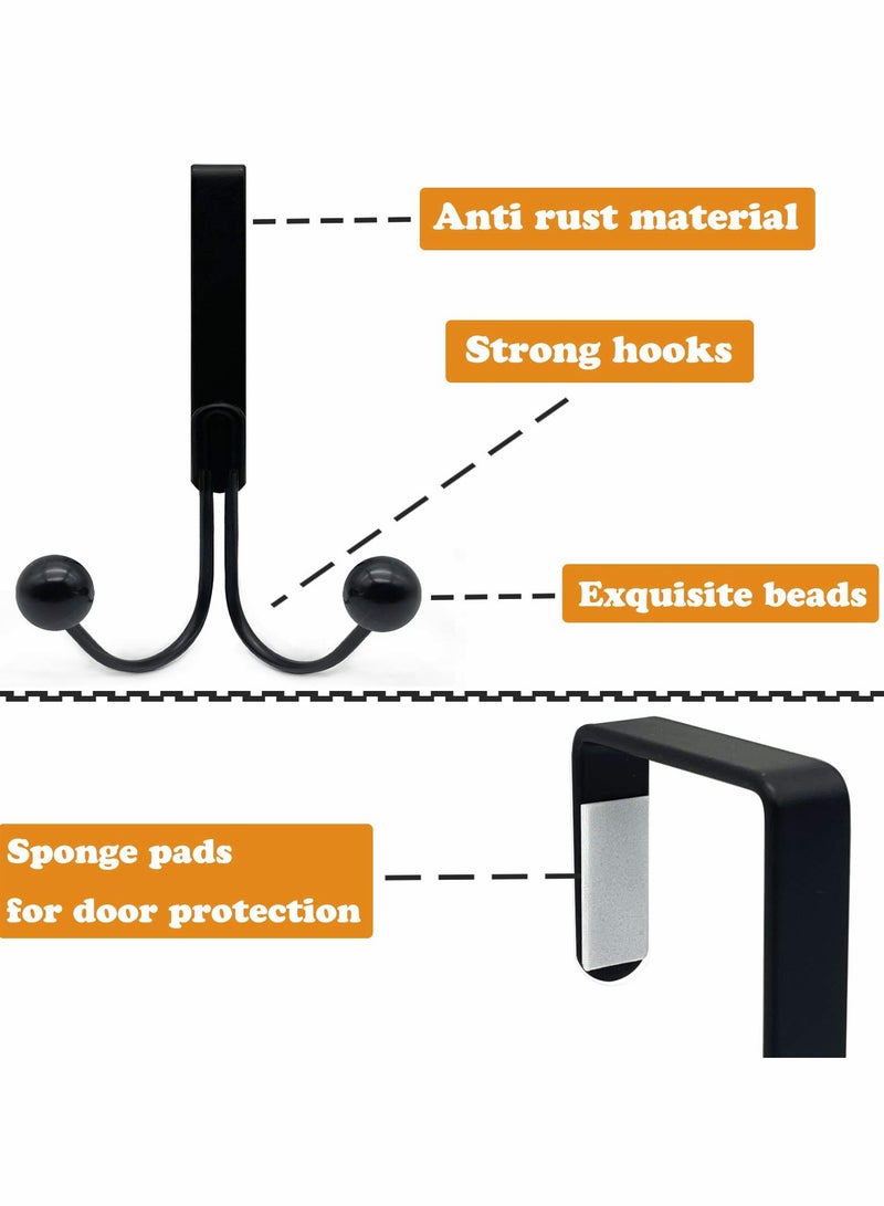 Zikra Over The Door Hooks for Clothes Metal Over The Door Hanger 2 Hooks Over Door Hooks for Hanging Coat Bag Robe Hat Scarf Black - Image 4