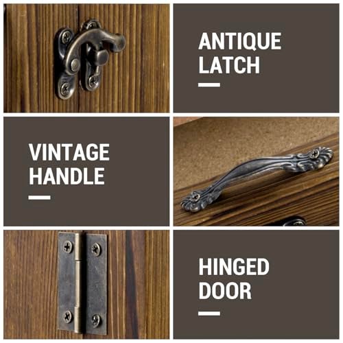 MyGift 11x14 Deep Shadow Box Frame with Cork Board Backing and Acrylic Paneled Cursive Hinged Door Rustic Burnt Wood Wall Mounted Shadow Box Display Case Cabinet - Image 3