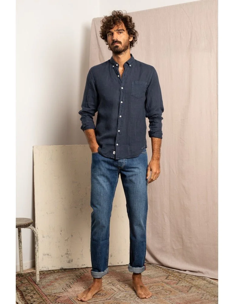 Jaqk Bali Linen Shirt - Navy Blue