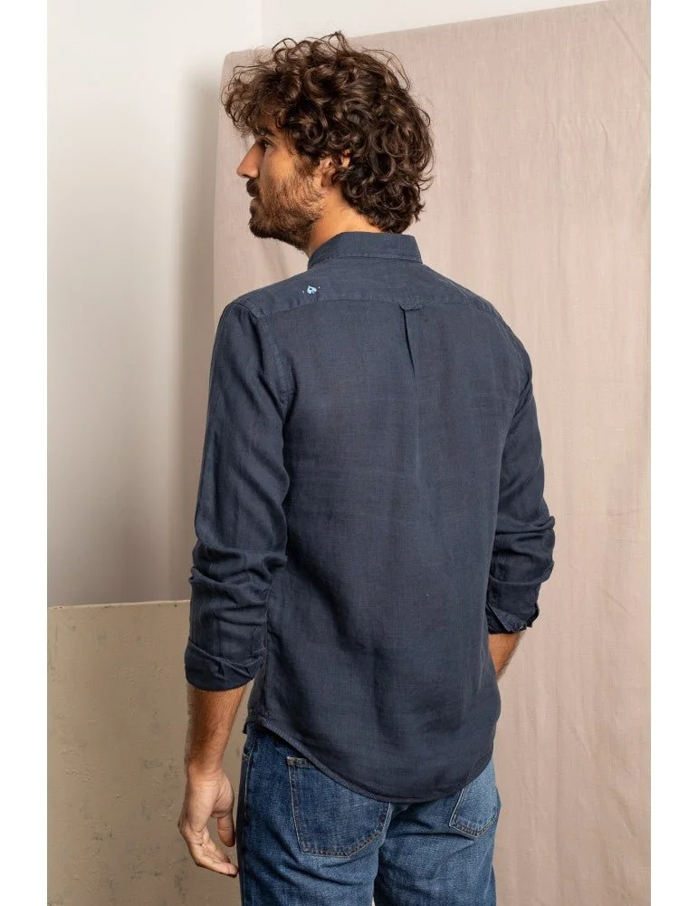 Jaqk Bali Linen Shirt - Navy Blue
