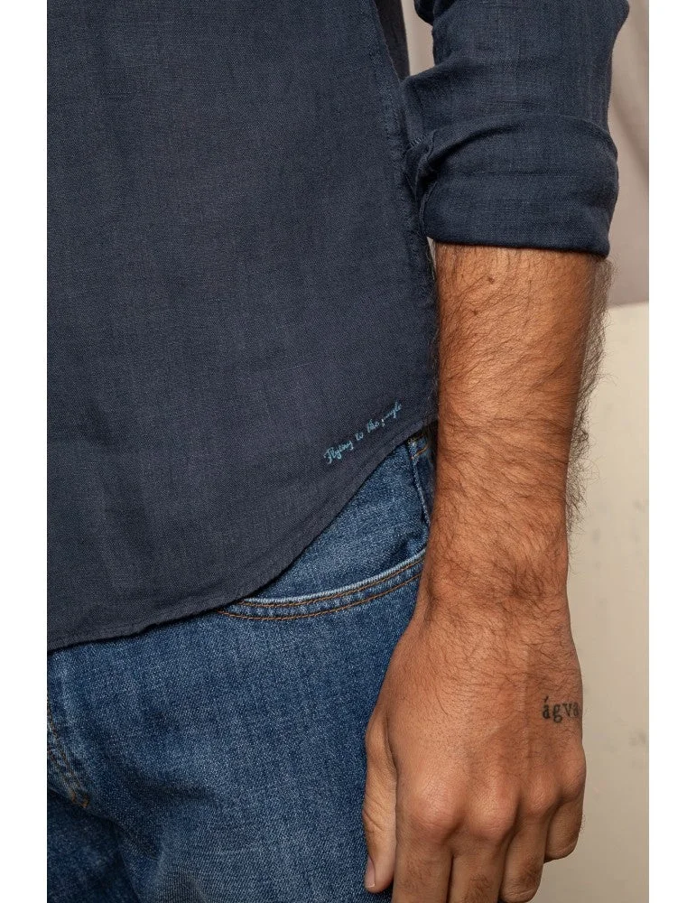 Jaqk Bali Linen Shirt - Navy Blue