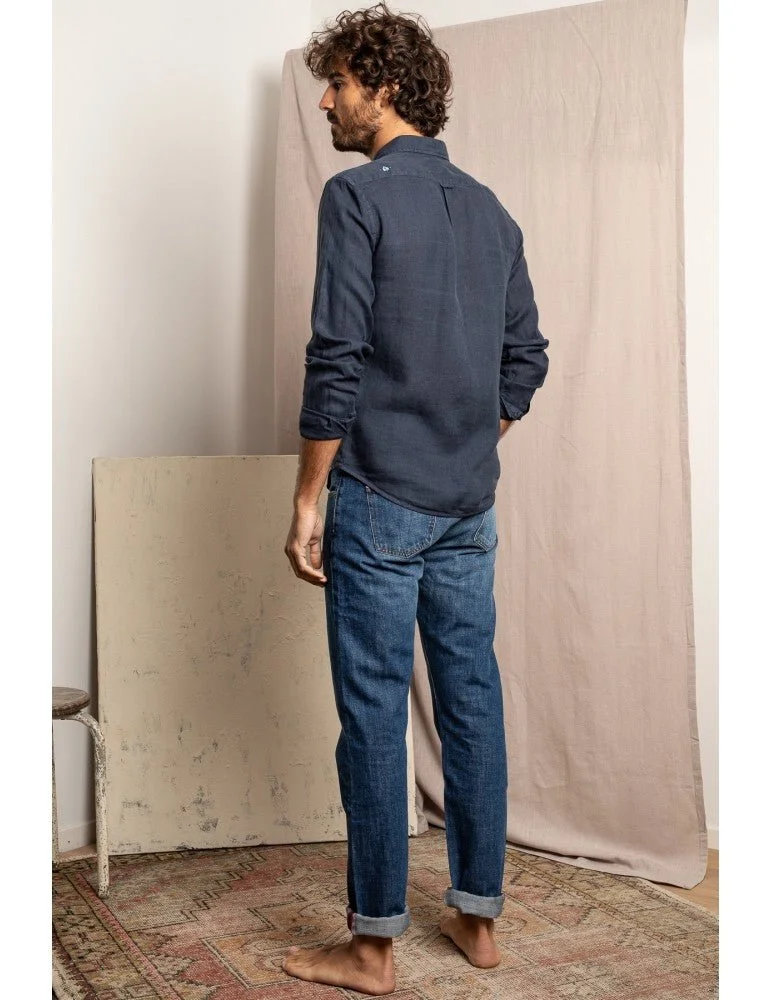 Jaqk Bali Linen Shirt - Navy Blue