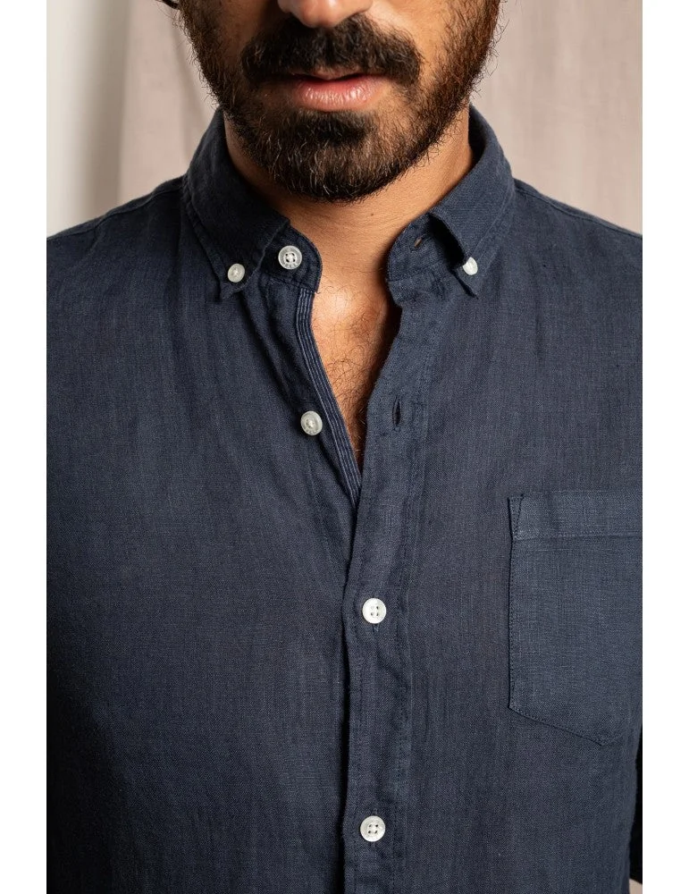Jaqk Bali Linen Shirt - Navy Blue