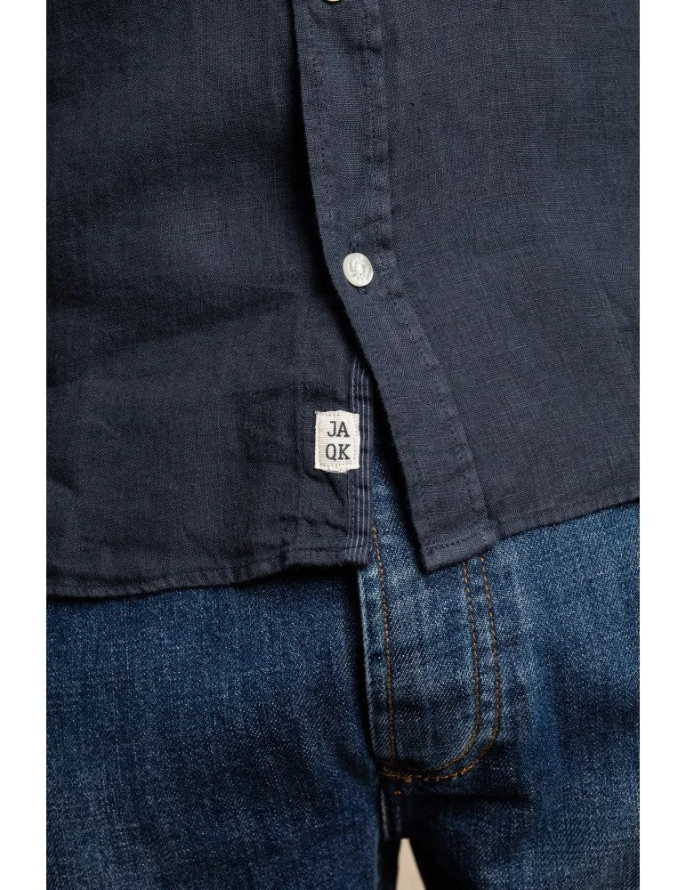Jaqk Bali Linen Shirt - Navy Blue