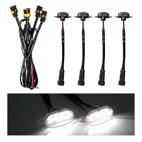 Wevdn 4 PCS Car Front Grille Lights, Waterproof Amber Lens LED Grille Light with Wiring Harness, Exterior Running Lights Compatible with F150 F250 F350, Car Accessories (Black & White) - Image 1