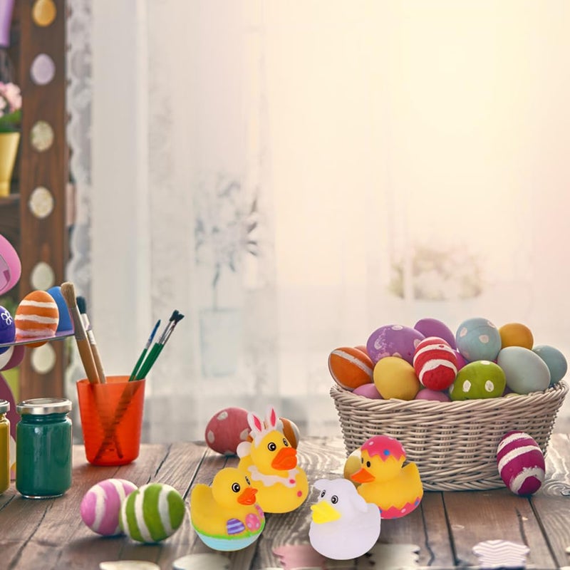 ArtCreativity 2.5 Inch Easter Rubber Ducks for Kids - Pack of 12 Assorted Styles Mini Easter Ducks, Fun Egg Hunt Surprise Toys, Easter Party Favors, Jeep Ducks, and Easter-Themed Bath Toys for Kids - Image 4