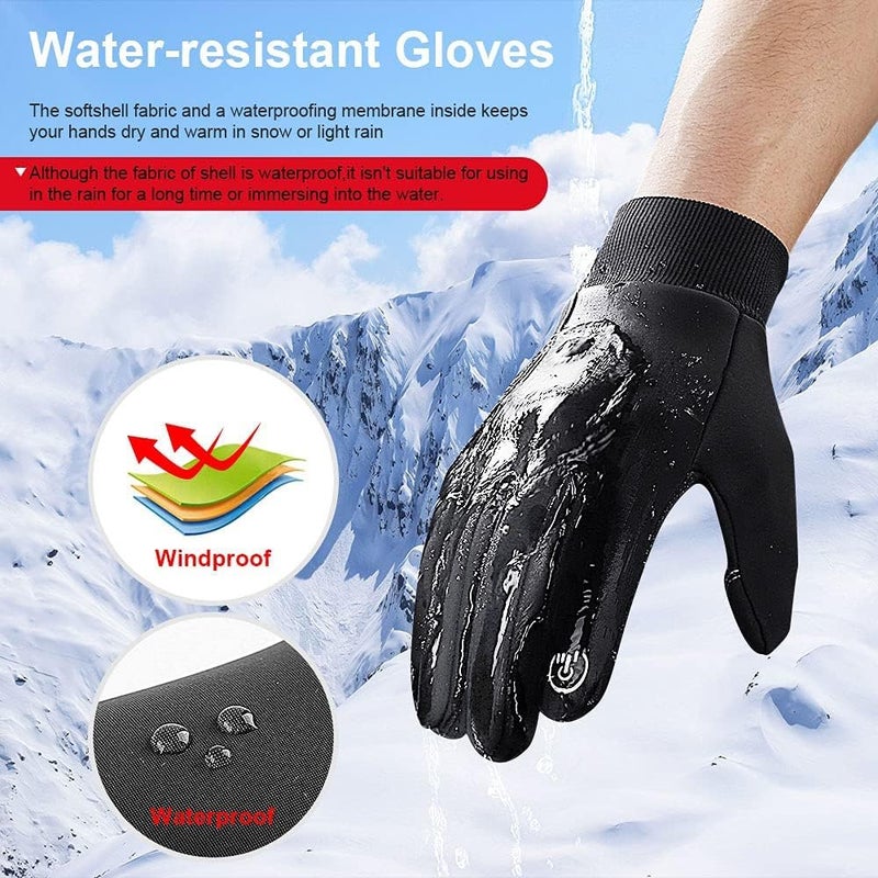 LERWAY Winter Warm Gloves, Thermal Black Warm Gloves for Men Women Waterproof Touchscreen Non-Slip Freezer Gloves for Driving, Cycling,Hiking,Skating - Image 3